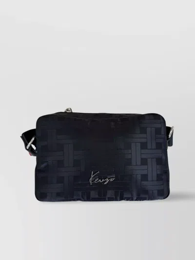 Kenzo Geometric Woven Shoulder Bag In Blue