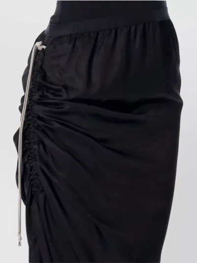 Rick Owens Draped Drawstring Maxi Ruched Side Slit In Black