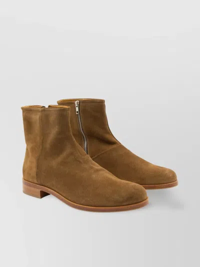 Common Projects Zipped Boot Ankle Boots In Camel Suede In Brown