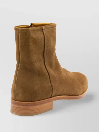 Common Projects Zipped Boot Ankle Boots In Camel Suede In Brown