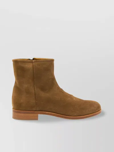 Common Projects Zipped Boot Ankle Boots In Camel Suede In Brown