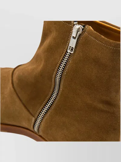 Common Projects Zipped Boot Ankle Boots In Camel Suede In Brown