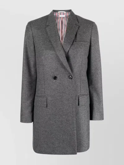 Thom Browne Wool Flannel Double Breasted Sportcoat In Gray