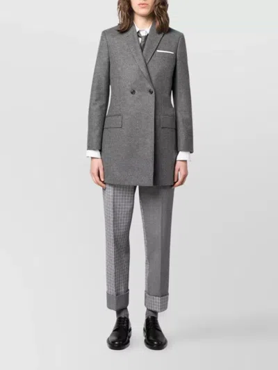 Thom Browne Wool Flannel Double Breasted Sportcoat In Gray