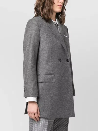 Thom Browne Wool Flannel Double Breasted Sportcoat In Gray
