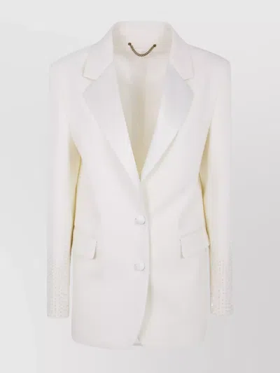 Golden Goose Blazer With Beaded Sleeves And Wool In Neutral