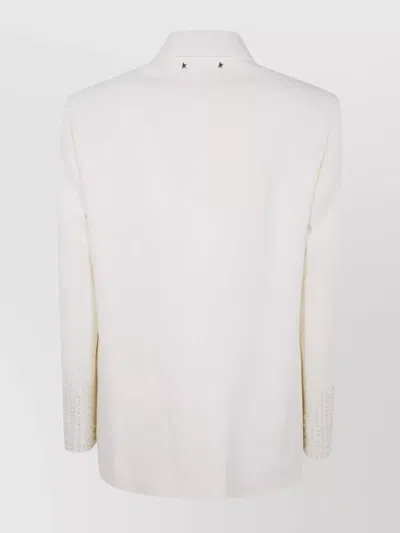 Golden Goose Blazer With Beaded Sleeves And Wool In Neutral