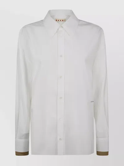 Marni Structured Collar Long Sleeve Blouse In White