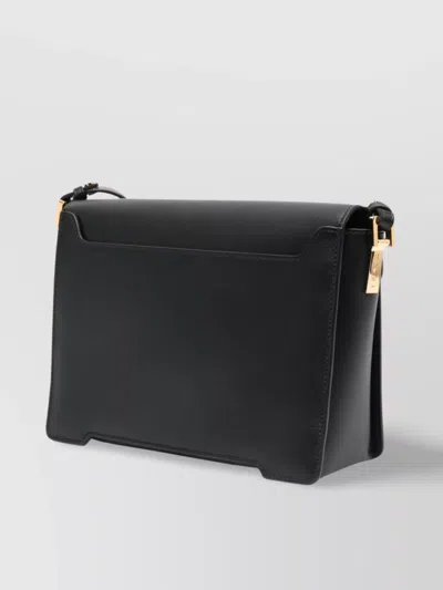 Marni Sleek Rectangular Black Crossbody Bag With Gold-tone Metal Closure In Black