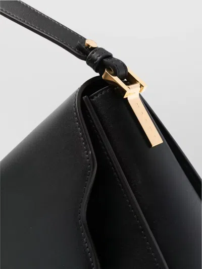 Marni Sleek Rectangular Black Crossbody Bag With Gold-tone Metal Closure In Black