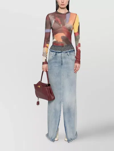 Maison Margiela Anonimity Of The Lining Long Denim Skirt In Blue