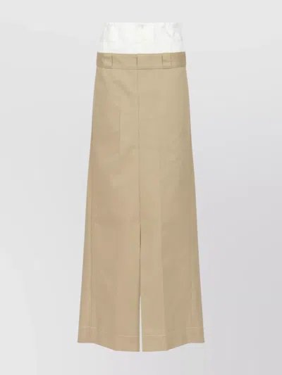 Maison Margiela Double Waisted Long Skirt In Brown