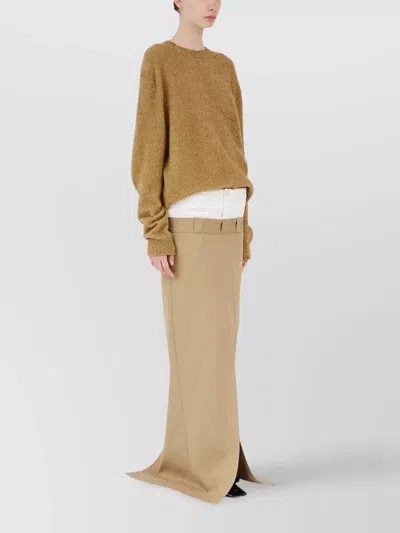 Maison Margiela Double Waisted Long Skirt In Brown