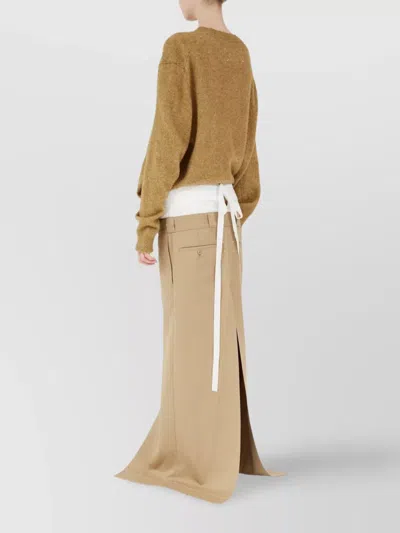 Maison Margiela Double Waisted Long Skirt In Brown