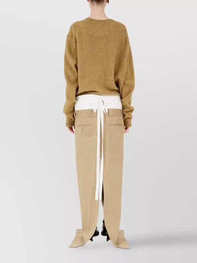 Maison Margiela Double Waisted Long Skirt In Brown