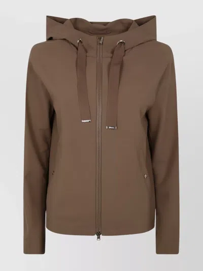 Herno Cropped Jacket Hooded Design In Brown
