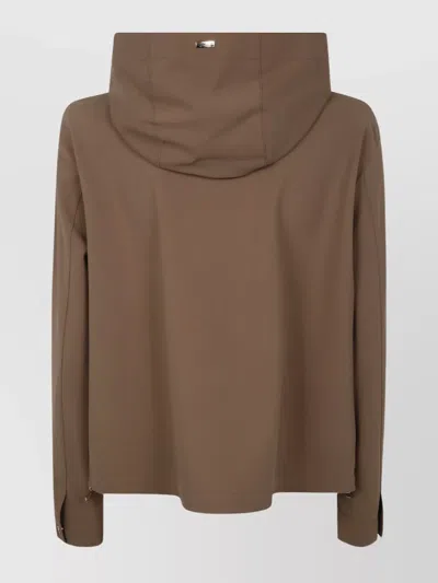 Herno Cropped Jacket Hooded Design In Brown