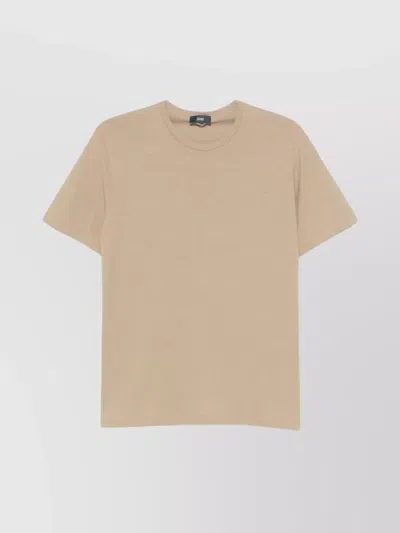 Herno Crew Neck Plain Design Short Sleeves T-shirt In Brown