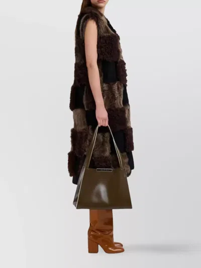 Marni Small Rectangular Tote Bag With Dual Handles In Brown