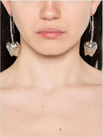 Marni Stylish Design Textured Drop Earrings In White