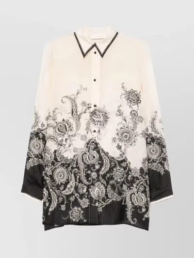 Zimmermann Camicia Rhiannon In Seta Stampata  Donna In White