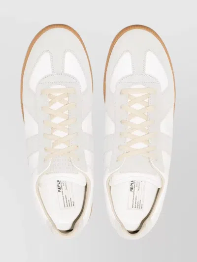 Maison Margiela White Leather Sneakers In Multi