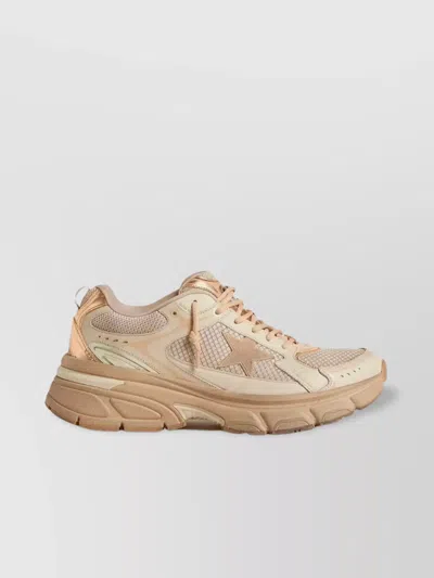 Golden Goose Net Leather And Suede Sneakers With Star Detail In Pink