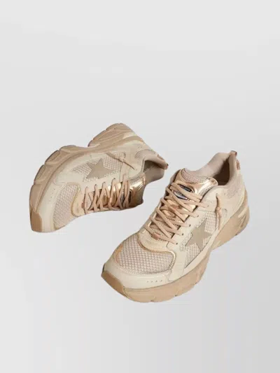 Golden Goose Net Leather And Suede Sneakers With Star Detail In Pink