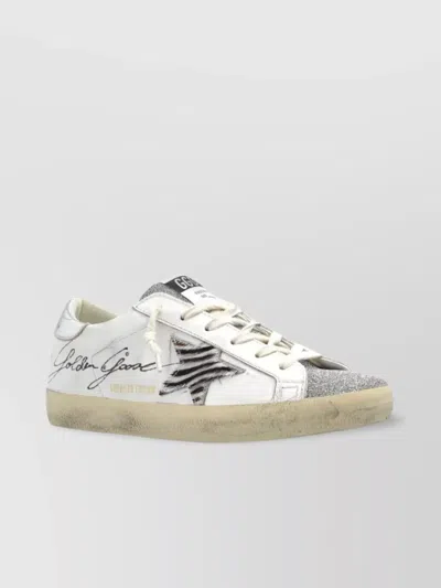 Golden Goose Crystal Toe And Tongue Zebra Star Sneakers