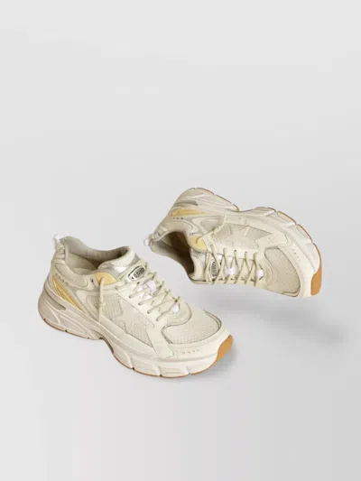 Golden Goose Lightstar Net Mixed Leather Runner Sneakers In White