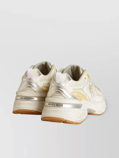 Golden Goose Lightstar Net Mixed Leather Runner Sneakers In White