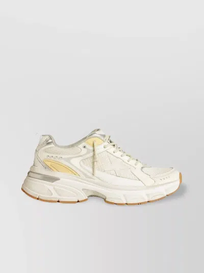 Golden Goose Lightstar Net Mixed Leather Runner Sneakers In White
