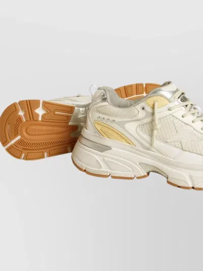 Golden Goose Lightstar Net Mixed Leather Runner Sneakers In White