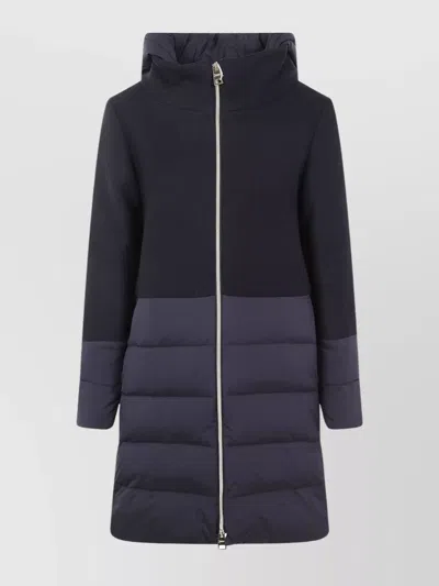 Herno Hooded Padded Jacket With Wool Inserts In Black