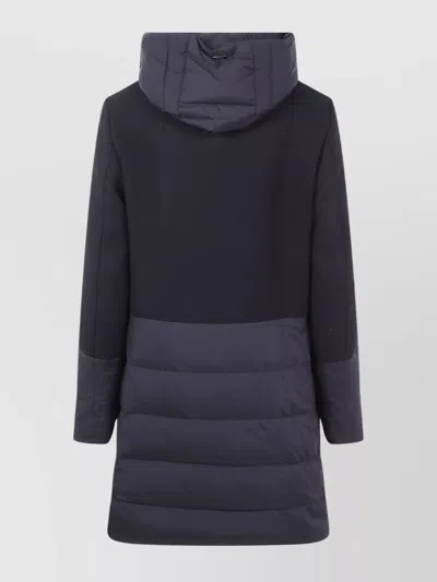 Herno Hooded Padded Jacket With Wool Inserts In Black