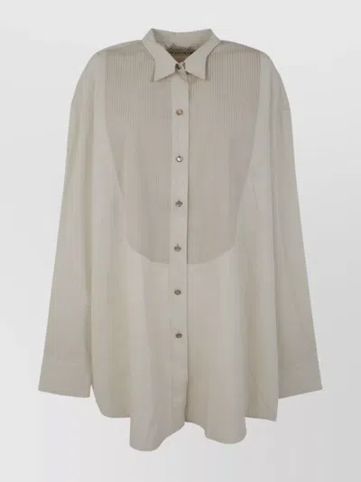 Our Legacy Collared Neck Tuxedo Shirt With Pleated Back In Gray