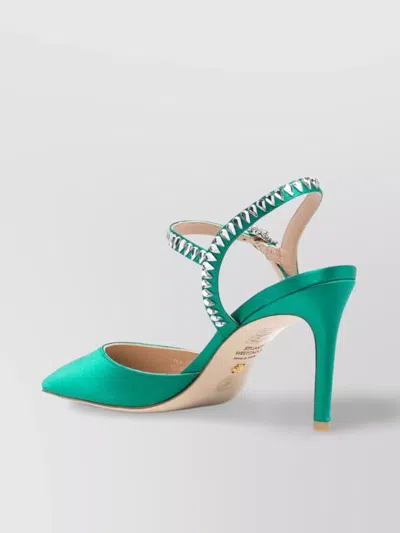 Stuart Weitzman Green Satin Slingback