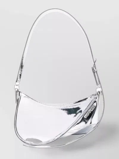Mugler Adjustable Metallic Strap Shoulder Bag In White