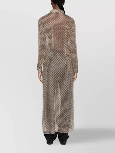 Marine Serre Moon Diamant Print Chiffon Long Dress In Brown