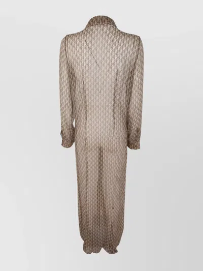 Marine Serre Moon Diamant Print Chiffon Long Dress In Brown