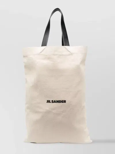 Jil Sander Beige Large Flat Shopper Tote In 102 Natural