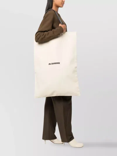 Jil Sander Beige Large Flat Shopper Tote In 102 Natural