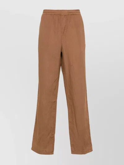 Aspesi Trousers Featuring Elastic Waistband And Wide Leg In Brown
