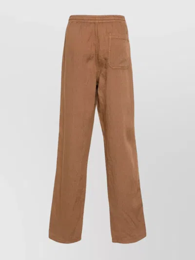Aspesi Trousers Featuring Elastic Waistband And Wide Leg In Brown