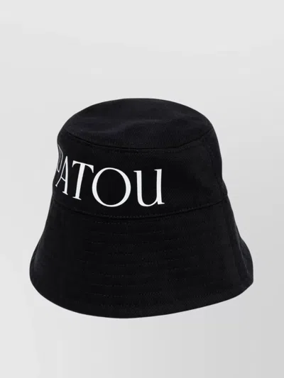 Patou Bucket Hat Cotton Curved Brim In Black