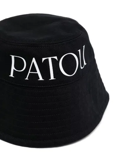 Patou Bucket Hat Cotton Curved Brim In Black