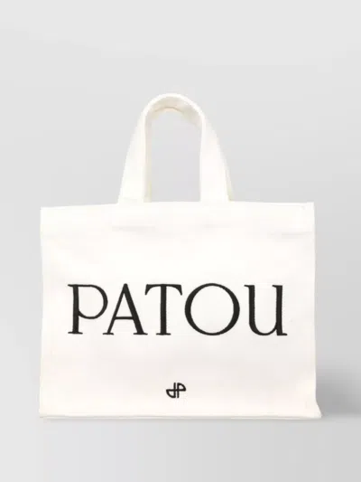 Patou Cotton Small Tote Bag In Neutral
