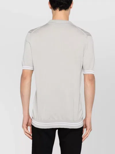 Kiton Ribbed Texture Polo Shirt With Striped Accents In White