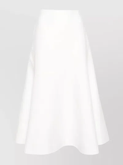 Jil Sander A-line High Waist Asymmetric Midi Skirt In White