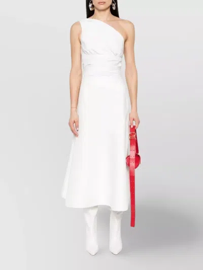 Jil Sander A-line High Waist Asymmetric Midi Skirt In White